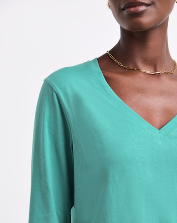 Teal V-Neck Long Sleeve T-Shirt