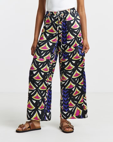 Simply Be Geo Print Satin Wide Leg Trousers