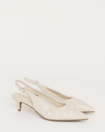 Tilda Ruched Front Kitten Heel Slingback Shoes - Wide Fit (E)
