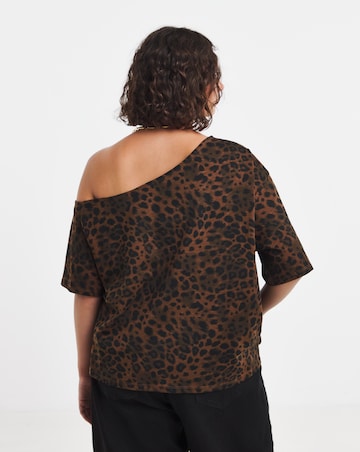 Simply Be Animal Print Off The Shoulder Slub Top