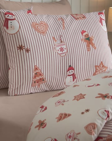 Catherine Lansfield Christmas Gingerbread Stripe Duvet Cover Set