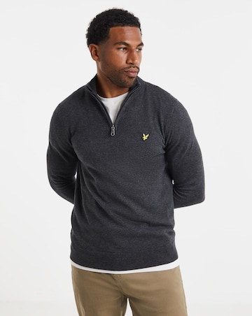 Lyle & Scott Cotton Merino 1/4 Zip Jumper - Charcoal