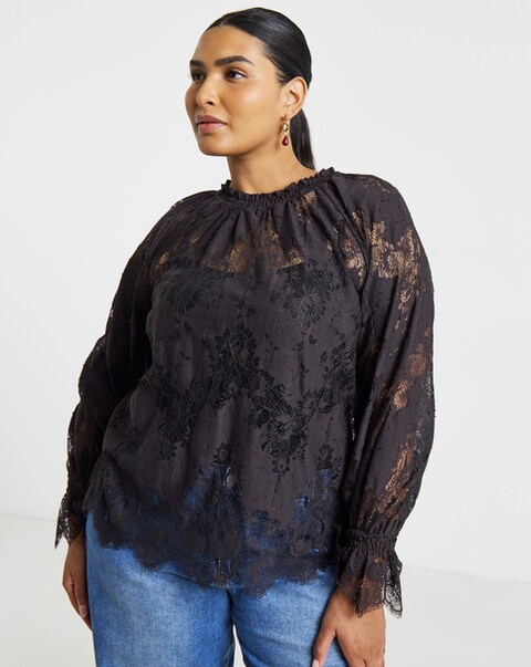 New In - Simply Be Chocolate Lace Top