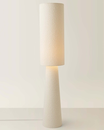ValueLights Ash Cream Boucle Fabric Midi Floor Lamp