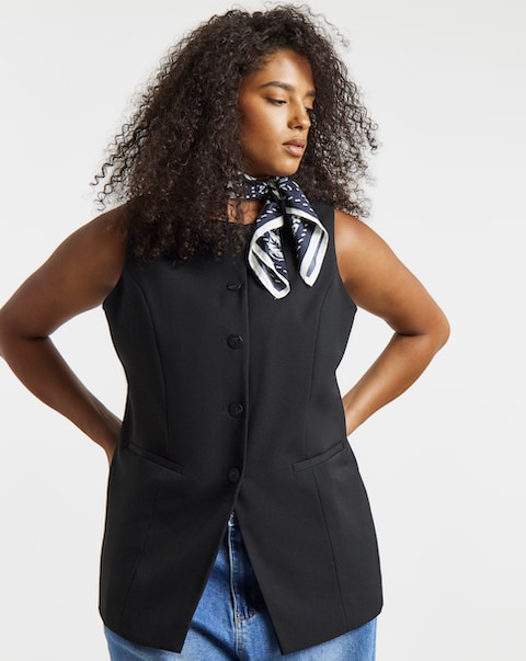 Black Longline Waistcoat