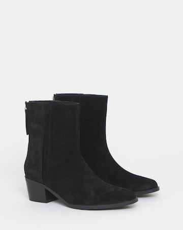 Shaundi Leather Block Heel Ankle Boots - Extra Wide Fit (EEE)