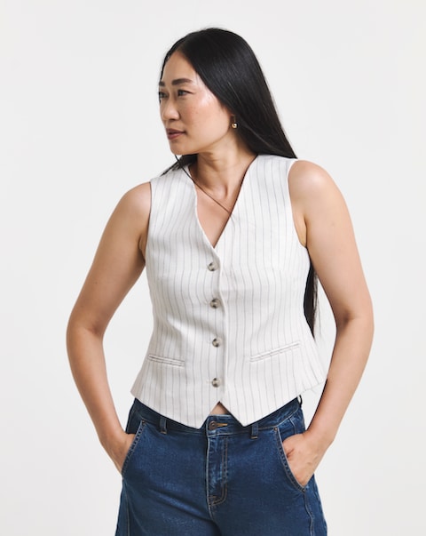 Pinstripe Linen Waistcoat
