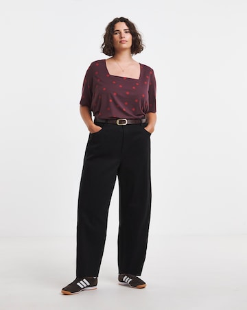 Simply Be Red Spot Print Half Sleeve Square Neck Top