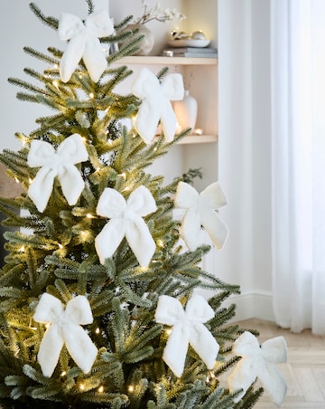 White Faux Fur Bows - Set of 8