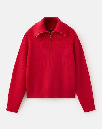 Mango Sweater with Contrasting Zip Collar