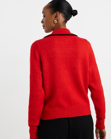 Whipstitch Zip Through Cardigan