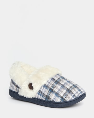 Cushion Walk Checkered Cosy Full Slippers - Extra Wide Fit (EEE)