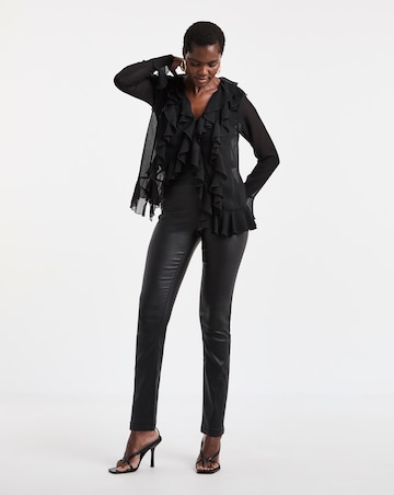 Black Retreat Pull On Coated Slim Jeggings