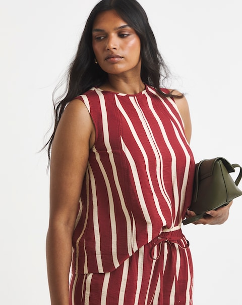 Simply Be Rust Stripe Shell Top