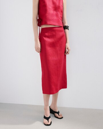Mango Linen Midi Skirt