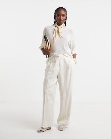Pinstripe Premium Linen Blend Wide Leg Trouser