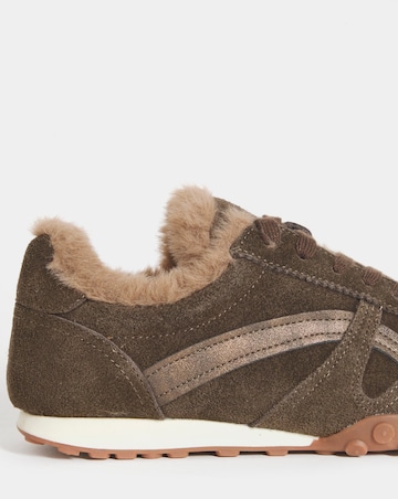 Araminta Suede Fur Trim Retro Trainers - Extra Wide Fit (EEE)