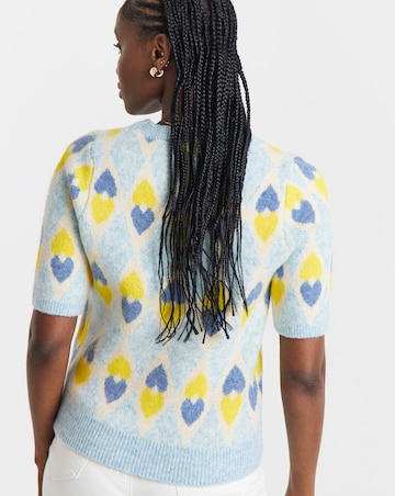 Heart Jacquard Short Sleeve Jumper