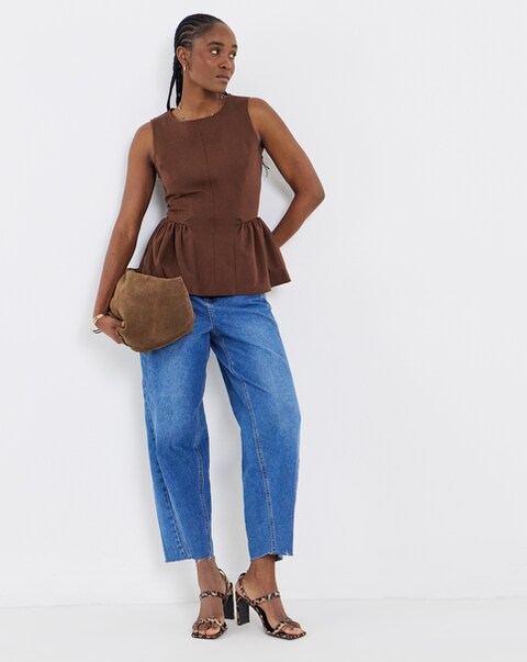 Simply Be Chocolate Peplum Tank Top