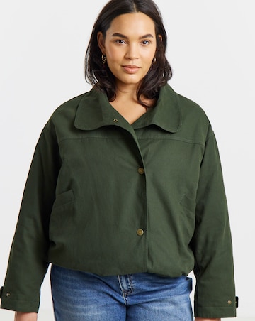 Dark Green Detachable Faux Fur Collar Parka Jacket