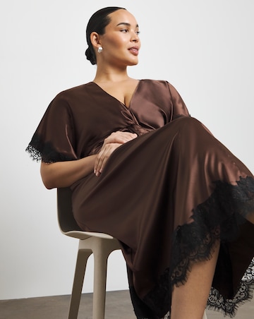 Joanna Hope Satin Lace Trim Midi Dress