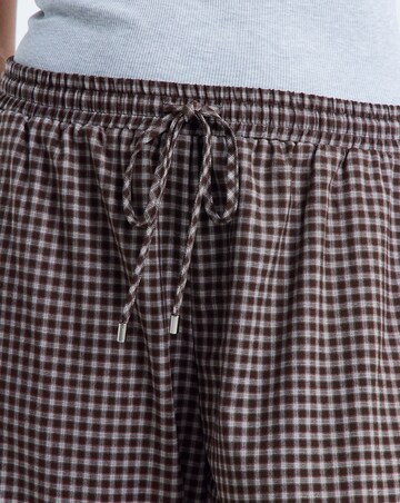 Simply Be Chocolate Check Tie Waist Barrel Trouser