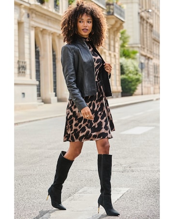 Sosandar Funnel Neck Detail Shift Dress