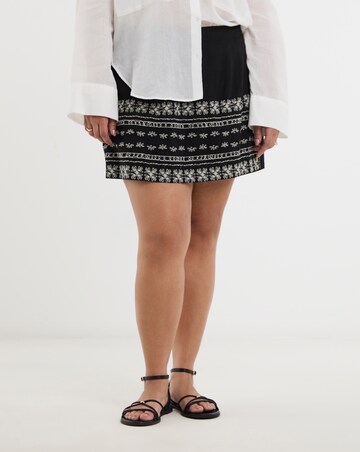 Black Embroidered Skort