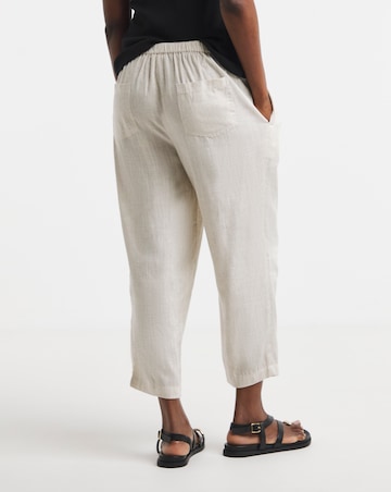 Simply Be Natural Tie Waist Linen Mix Barrel Leg Trouser