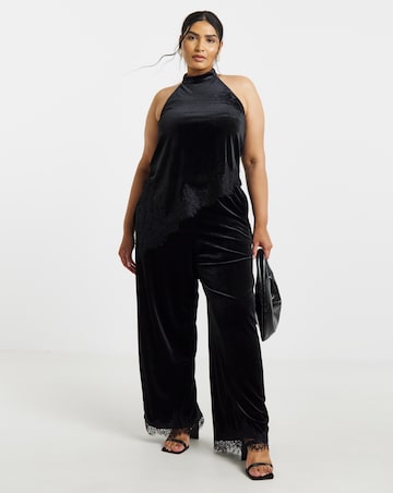 Vila Lindra Halterneck Lace Trim Top