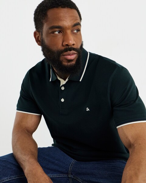 Jack & Jones Paulos Tipped Polo - Dark Green