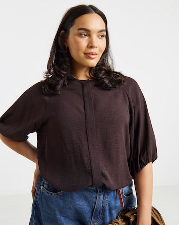 Simply Be Chocolate Bubble Sleeve Top