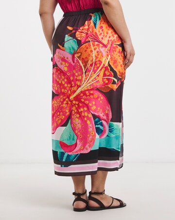 Floral Print Midi Wrap Skirt