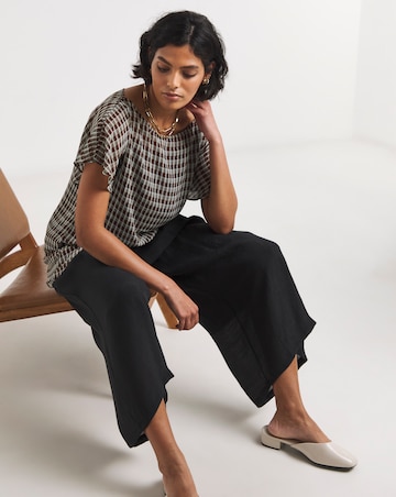 Check Chiffon Draped Top