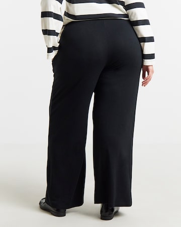 Black Jersey Elasticated Waist Wide Leg Trouser