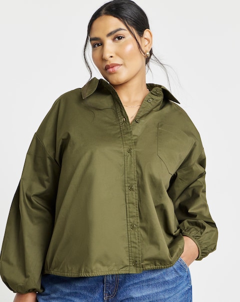 New In - Simply Be Gathered Hem Tie Back Shirt
