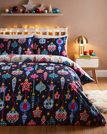 Festive Baubles Cotton Blend Duvet Cover Set