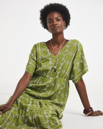 Pure Cotton Broderie Smock Dress
