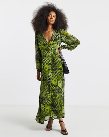 Simply Be Green Floral Print Georgette Foil Button Up Maxi Dress