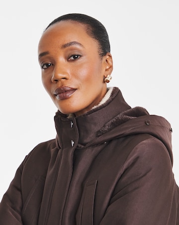 Chocolate Faux Fur Lined Parka Coat