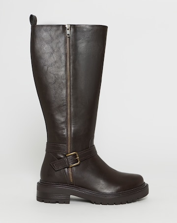 Sherry Zip Detail Knee High Boots - Wide Fit (E) & Curvy Calf