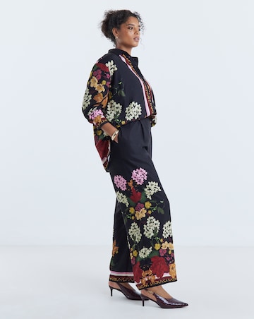 Simply Be Black Floral Wide Leg Trouser Co-ord