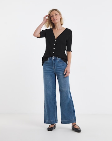 Lettuce Half Sleeve Rib Cardi