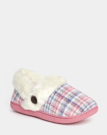 Cushion Walk Checkered Cosy Full Slippers - Wide Fit (E)