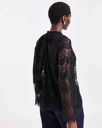 Black Lace Long Sleeve Blouse