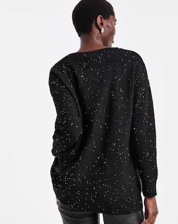 Sequin Glitter Knit Longline Jumper