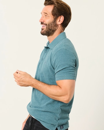 FatFace Short Sleeve Pique Polo - Dark Teal Blue