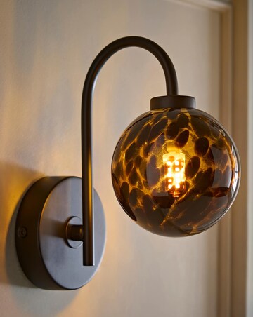 ValueLights Chiara Black Leopard Glass Globe Wall Light