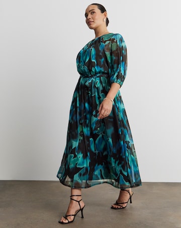 Joanna Hope Printed Mesh Maxi Dress