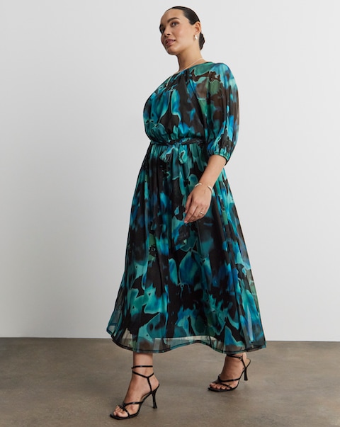 Joanna Hope Printed Mesh Maxi Dress